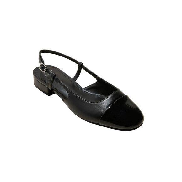 NWT A New Day Womens Maxine Cap-toe Slingback Flats 90511222 Black 9M - Picture 1 of 10